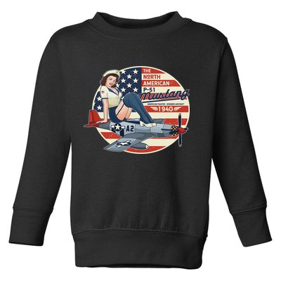 P51 Mustang Airplane S For Wwii Pinup Toddler Sweatshirt