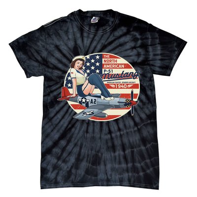 P51 Mustang Airplane S For Wwii Pinup Tie-Dye T-Shirt
