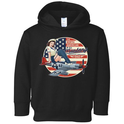 P51 Mustang Airplane S For Wwii Pinup Toddler Hoodie