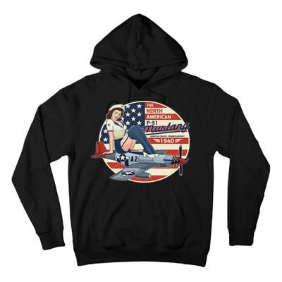 P51 Mustang Airplane S For Wwii Pinup Tall Hoodie
