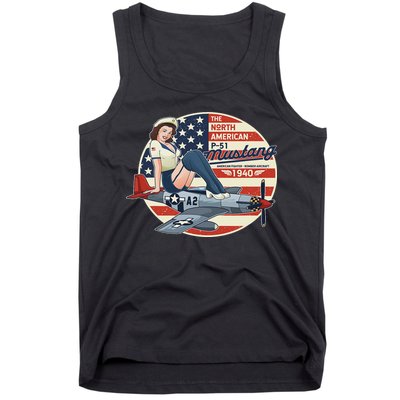 P51 Mustang Airplane S For Wwii Pinup Tank Top
