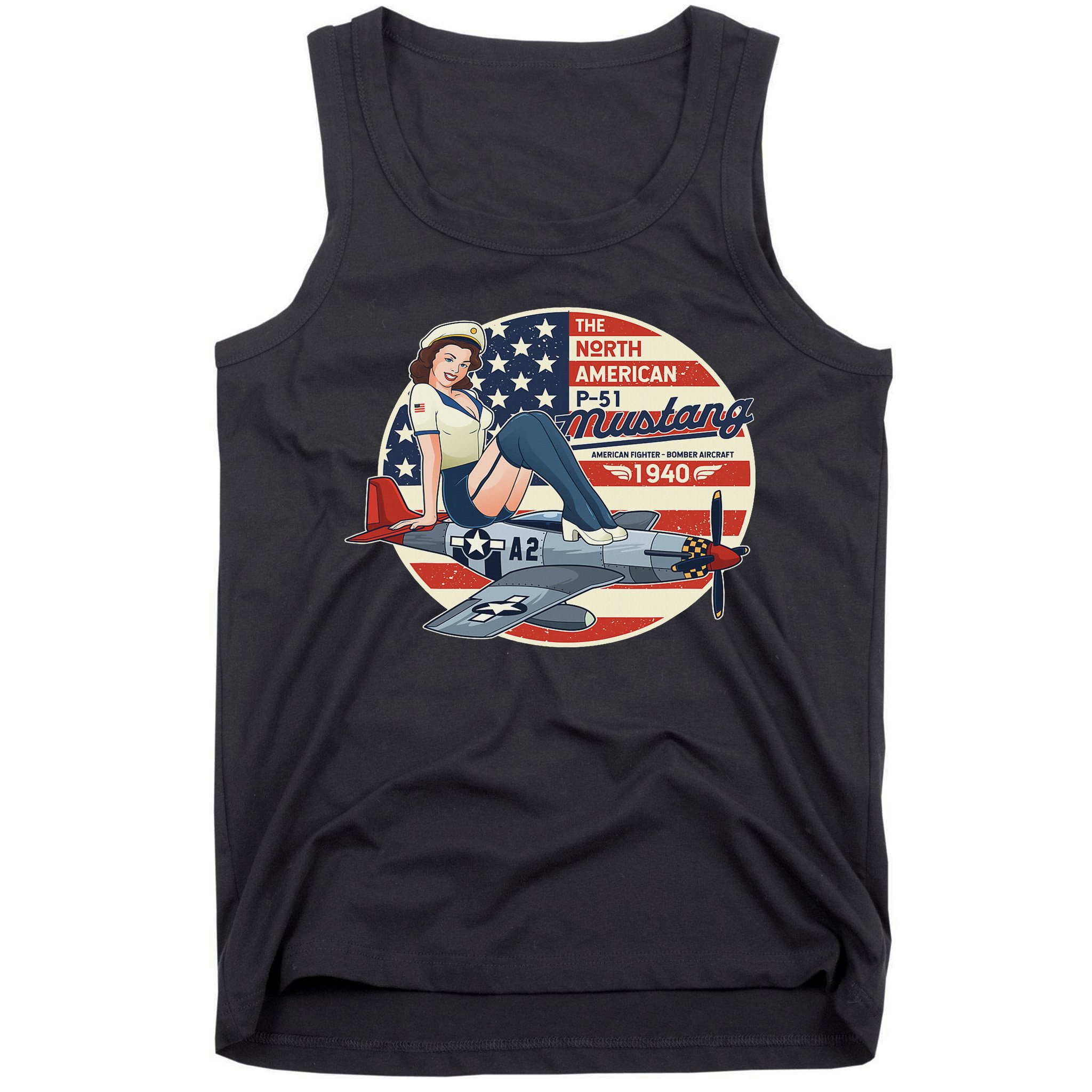 P51 Mustang Airplane S For Wwii Pinup Tank Top