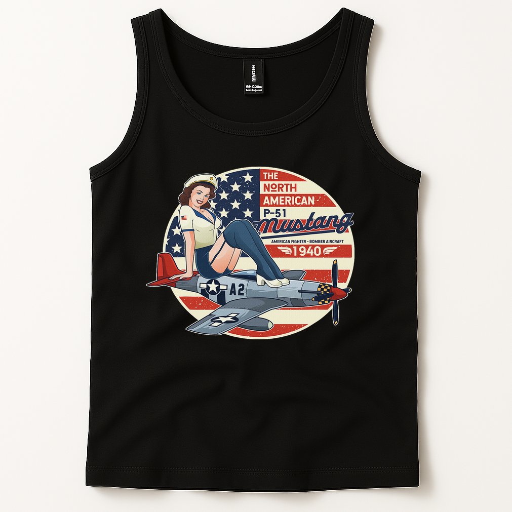 P51 Mustang Airplane S For Wwii Pinup Tank Top