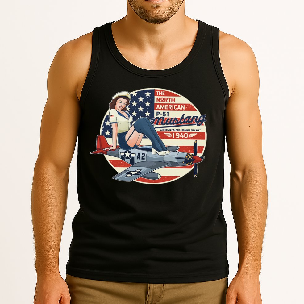 P51 Mustang Airplane S For Wwii Pinup Tank Top