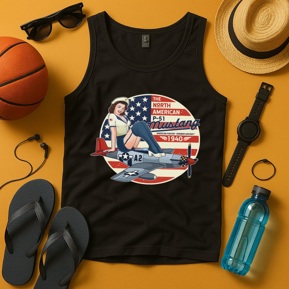 P51 Mustang Airplane S For Wwii Pinup Tank Top