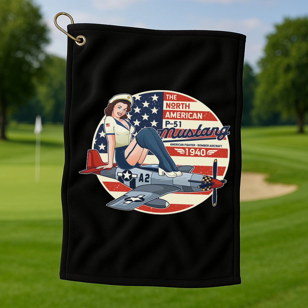 P51 Mustang Airplane S For Wwii Pinup Golf Towel