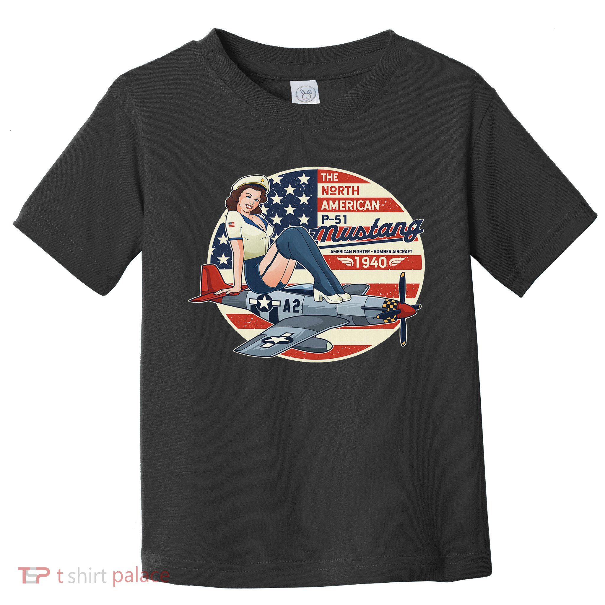 P51 Mustang Airplane S For Wwii Pinup Toddler T-Shirt