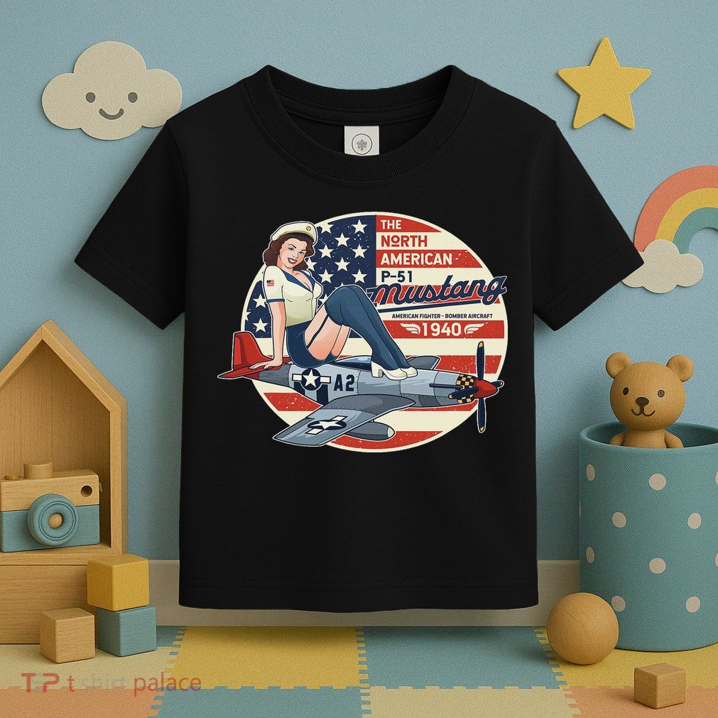 P51 Mustang Airplane S For Wwii Pinup Toddler T-Shirt