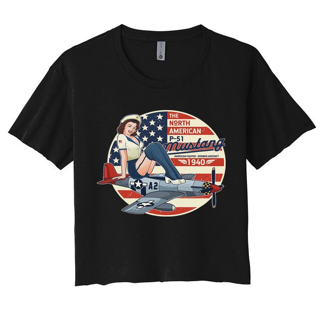 P51 Mustang Airplane S For Wwii Pinup Crop Top