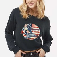 P51 Mustang Airplane S For Wwii Pinup Cropped Pullover Crew