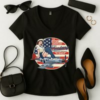 P51 Mustang Airplane S For Wwii Pinup Women's V-Neck T-Shirt