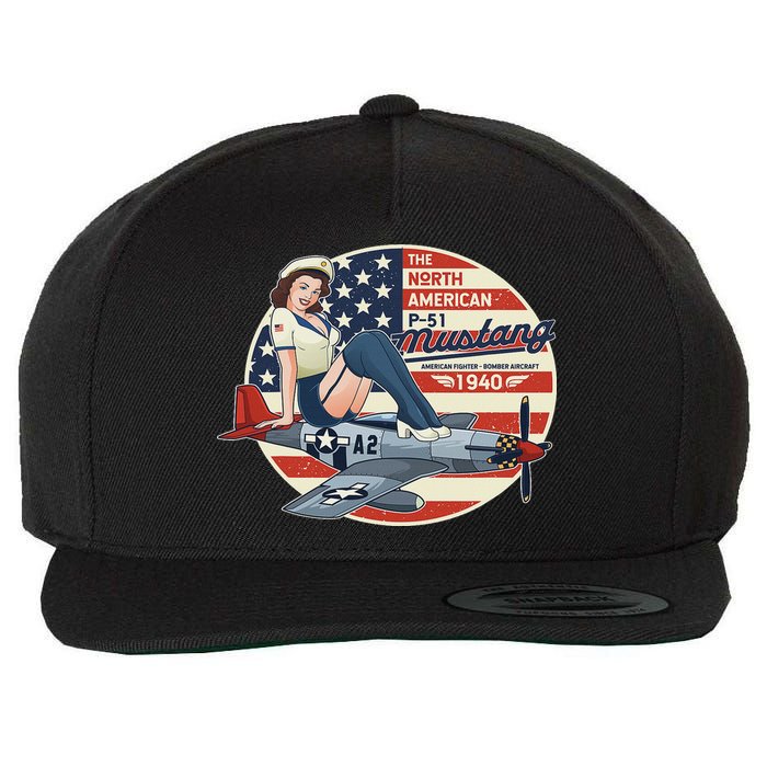 P51 Mustang Airplane S For Wwii Pinup Wool Snapback Cap