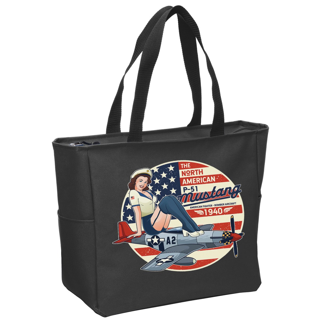P51 Mustang Airplane S For Wwii Pinup Zip Tote Bag