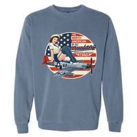 P51 Mustang Airplane S For Wwii Pinup Garment-Dyed Sweatshirt