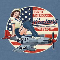 P51 Mustang Airplane S For Wwii Pinup Garment-Dyed Sweatshirt