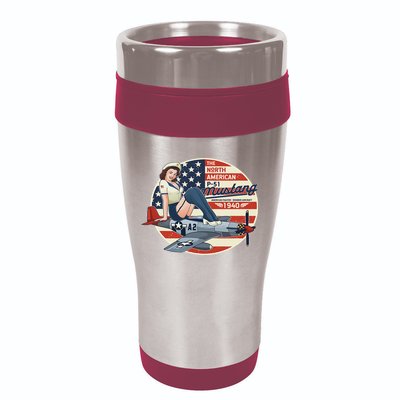 P51 Mustang Airplane S For Wwii Pinup 16oz Travel Tumbler