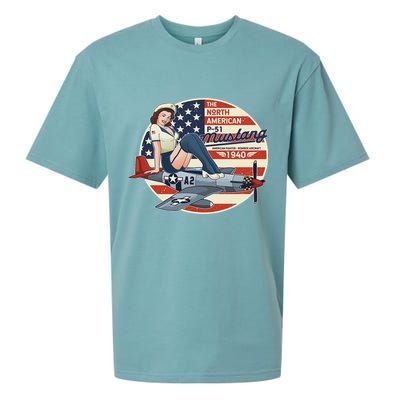 P51 Mustang Airplane S For Wwii Pinup Sueded Cloud Jersey T-Shirt