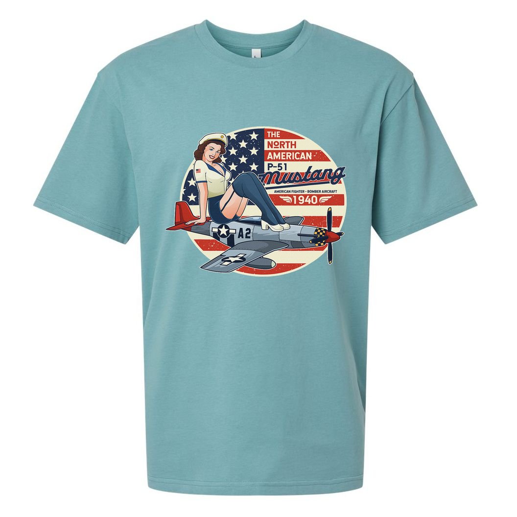 P51 Mustang Airplane S For Wwii Pinup Sueded Cloud Jersey T-Shirt