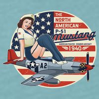 P51 Mustang Airplane S For Wwii Pinup Sueded Cloud Jersey T-Shirt