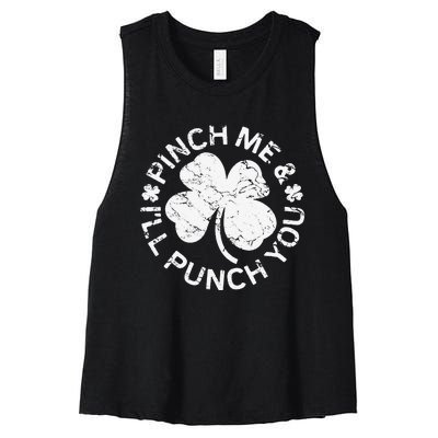 Pinch Me And I'll Punch You Saint Patrick's Day Women's Racerback Cropped Tank