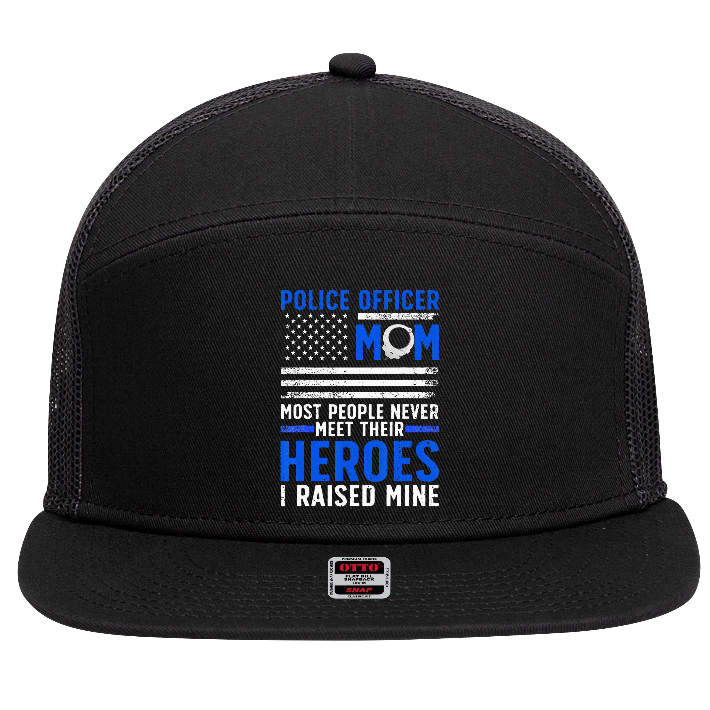 Police Mom Art For Cop Mother Women Police Officer Lovers 7 Panel Mesh Trucker Snapback Hat