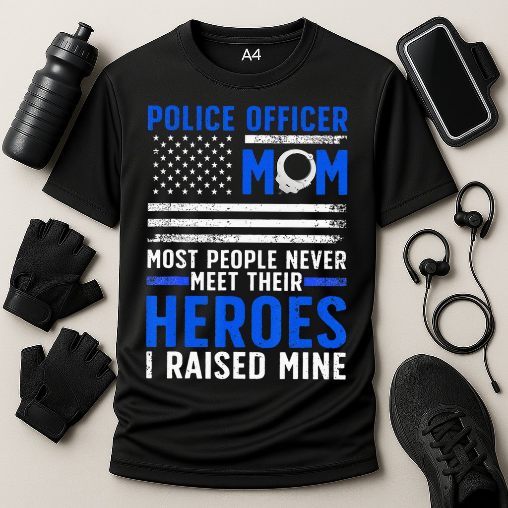 Police Mom Art For Cop Mother Women Police Officer Lovers Cooling Performance Crew T-Shirt