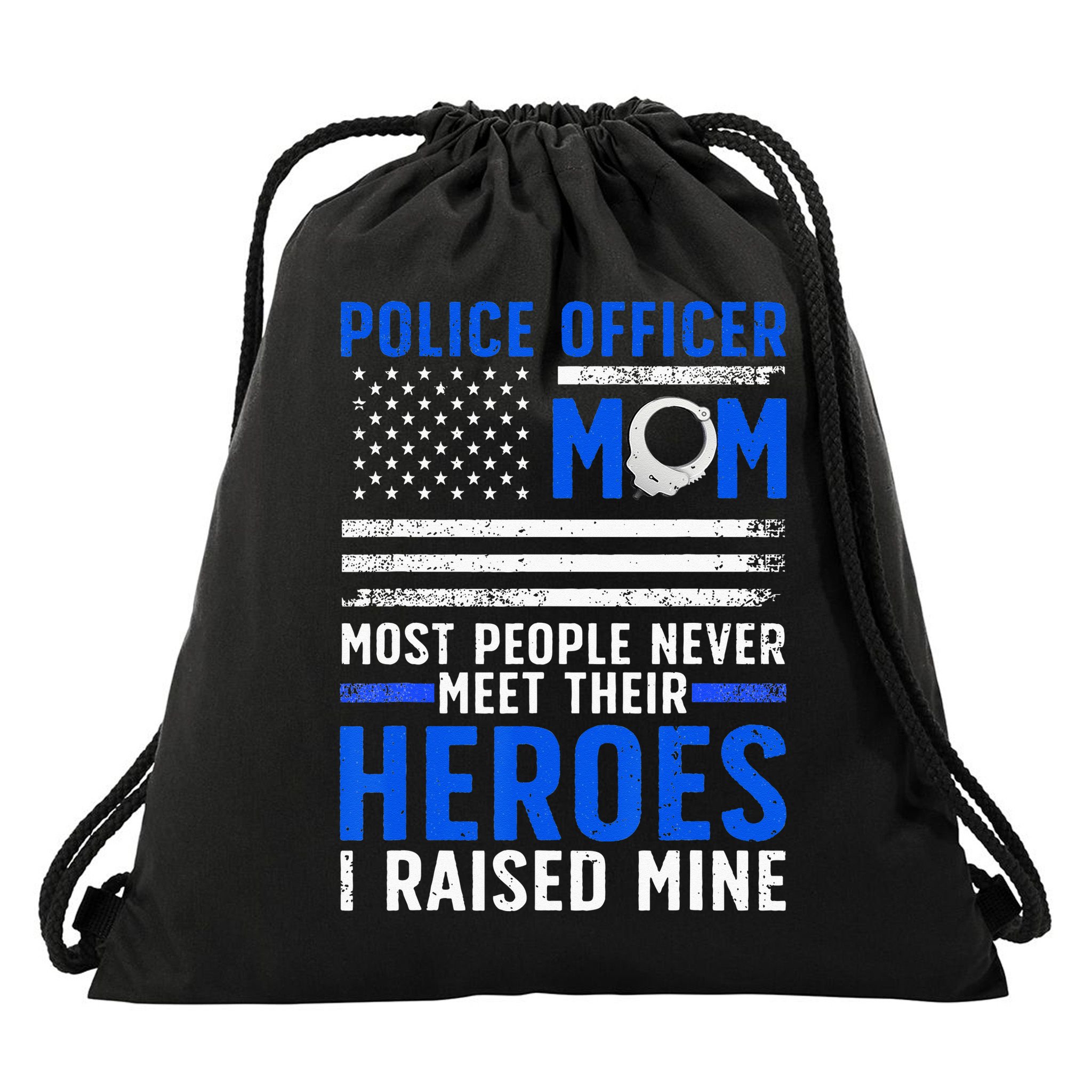 Police Mom Art For Cop Mother Women Police Officer Lovers Drawstring Bag