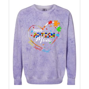 Proud Mom Autism Awareness Family Matching Tee Heart Puzzle Cute Gift Colorblast Crewneck Sweatshirt