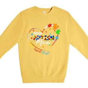 Proud Mom Autism Awareness Family Matching Tee Heart Puzzle Cute Gift Premium Crewneck Sweatshirt