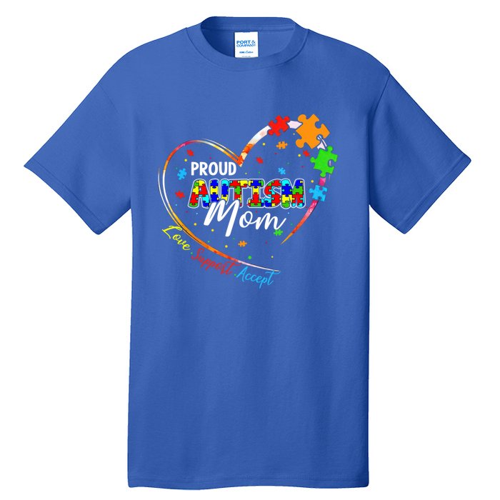 Proud Mom Autism Awareness Family Matching Tee Heart Puzzle Cute Gift Tall T-Shirt