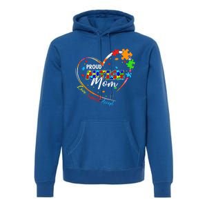 Proud Mom Autism Awareness Family Matching Tee Heart Puzzle Cute Gift Premium Hoodie