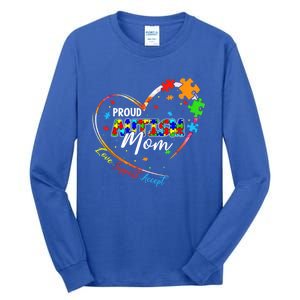 Proud Mom Autism Awareness Family Matching Tee Heart Puzzle Cute Gift Tall Long Sleeve T-Shirt