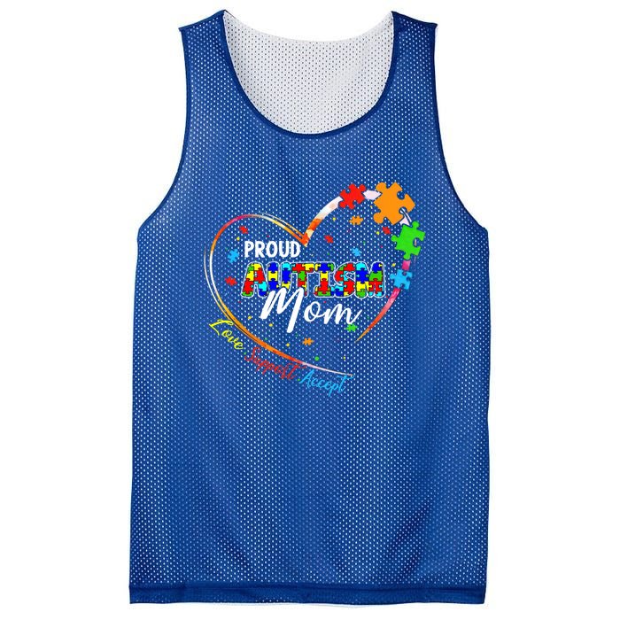 Proud Mom Autism Awareness Family Matching Tee Heart Puzzle Cute Gift Mesh Reversible Basketball Jersey Tank