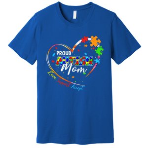 Proud Mom Autism Awareness Family Matching Tee Heart Puzzle Cute Gift Premium T-Shirt