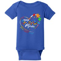 Proud Mom Autism Awareness Family Matching Tee Heart Puzzle Cute Gift Baby Bodysuit