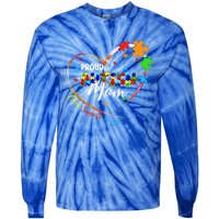 Proud Mom Autism Awareness Family Matching Tee Heart Puzzle Cute Gift Tie-Dye Long Sleeve Shirt