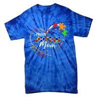 Proud Mom Autism Awareness Family Matching Tee Heart Puzzle Cute Gift Tie-Dye T-Shirt