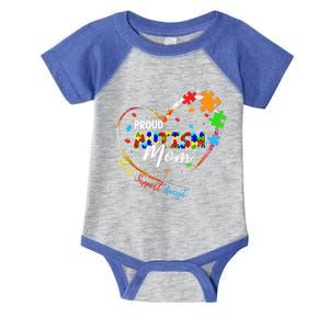 Proud Mom Autism Awareness Family Matching Tee Heart Puzzle Cute Gift Infant Baby Jersey Bodysuit