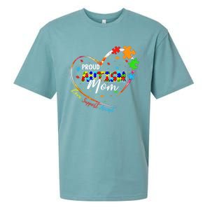 Proud Mom Autism Awareness Family Matching Tee Heart Puzzle Cute Gift Sueded Cloud Jersey T-Shirt