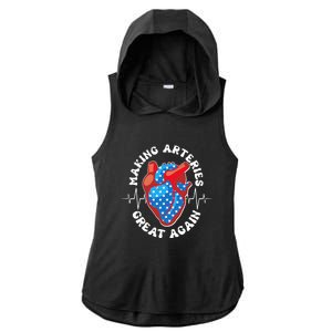 Patriotic Making Arteries Great Again Heart Health Ladies PosiCharge Tri-Blend Wicking Draft Hoodie Tank