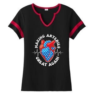 Patriotic Making Arteries Great Again Heart Health Ladies Halftime Notch Neck Tee