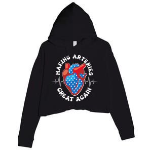 Patriotic Making Arteries Great Again Heart Health Crop Fleece Hoodie