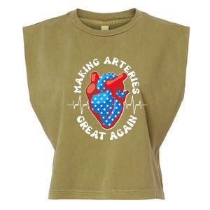 Patriotic Making Arteries Great Again Heart Health Garment-Dyed Women's Muscle Tee