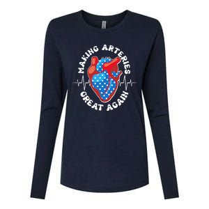 Patriotic Making Arteries Great Again Heart Health Womens Cotton Relaxed Long Sleeve T-Shirt