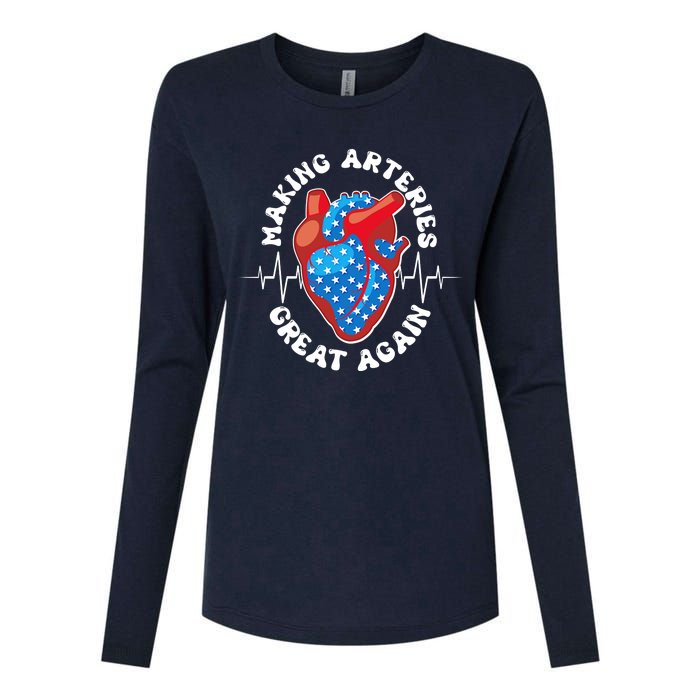 Patriotic Making Arteries Great Again Heart Health Womens Cotton Relaxed Long Sleeve T-Shirt