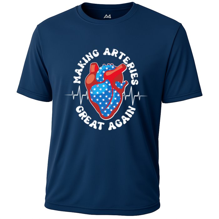 Patriotic Making Arteries Great Again Heart Health Cooling Performance Crew T-Shirt