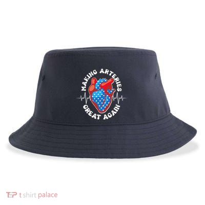 Patriotic Making Arteries Great Again Heart Health Sustainable Bucket Hat
