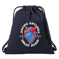 Patriotic Making Arteries Great Again Heart Health Drawstring Bag