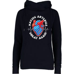 Patriotic Making Arteries Great Again Heart Health Womens Funnel Neck Pullover Hood