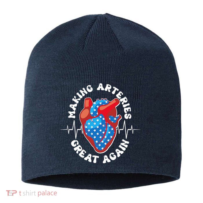 Patriotic Making Arteries Great Again Heart Health Sustainable Beanie
